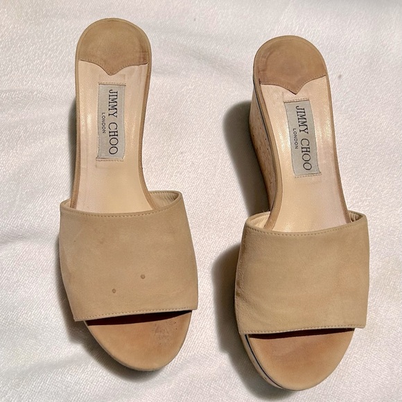🔥SALE🔥 JIMMY CHOO DeeDee suede platform sandals, size 8/38 - Picture 6 of 7